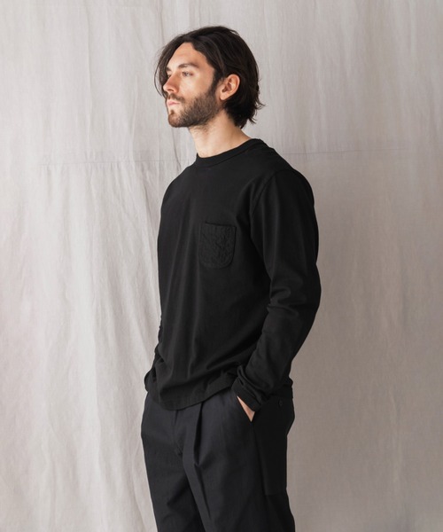 LAVENHAM(ラベンハム)の「【 日本製・USコットン長袖Tシャツ 】Jackman X Lavenham Cotton Quilt Pocket L/S T-shirt Mens / ジャックマン コットン キルト ポケット ロングスリーブ ティーシャツ メンズ(Tシャツ/カットソー・メンズ・ダークブラック/ホワイト/ダークオリーブ・M/L/XL/S/XXL)」の5枚目の写真