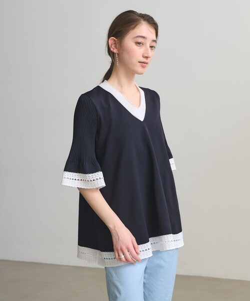 UNITED ARROWS(ユナイテッドアローズ)の「Vネック ニットチュニック(ニット/セーター・レディース・ブラック/ダークグレー/ネイビー・FREE)」の3枚目の写真