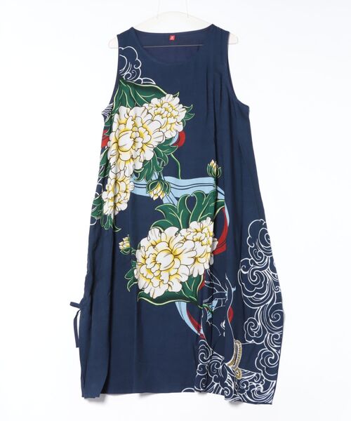 チャイハネ（チャイハネ）の「【チャイハネ】ペマルノースリーブワンピース＆UVカーディガン2点セット（ワンピース・レディース・オレンジ/ベージュ/ネイビー・FREE）」の5枚目の写真