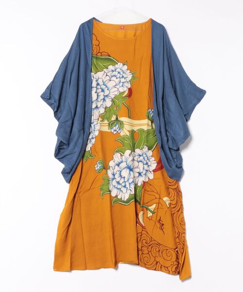 チャイハネ（チャイハネ）の「【チャイハネ】ペマルノースリーブワンピース＆UVカーディガン2点セット（ワンピース・レディース・オレンジ/ベージュ/ネイビー・FREE）」の6枚目の写真