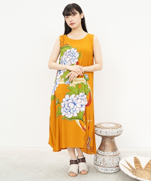 チャイハネ（チャイハネ）の「【チャイハネ】ペマルノースリーブワンピース＆UVカーディガン2点セット（ワンピース・レディース・オレンジ/ベージュ/ネイビー・FREE）」の7枚目の写真