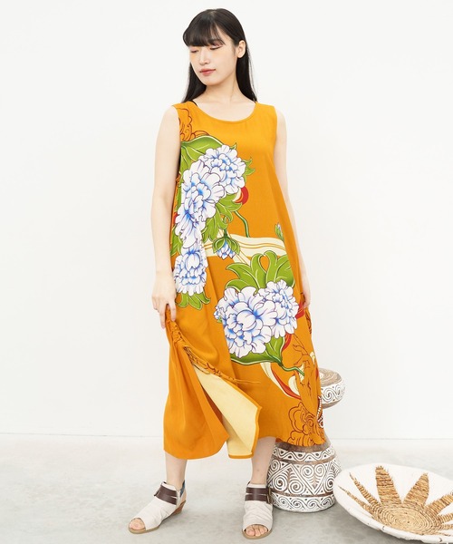 チャイハネ（チャイハネ）の「【チャイハネ】ペマルノースリーブワンピース＆UVカーディガン2点セット（ワンピース・レディース・オレンジ/ベージュ/ネイビー・FREE）」の9枚目の写真