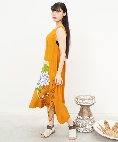 チャイハネ（チャイハネ）の「【チャイハネ】ペマルノースリーブワンピース＆UVカーディガン2点セット（ワンピース・レディース・オレンジ/ベージュ/ネイビー・FREE）」の10枚目の写真