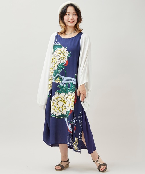 チャイハネ（チャイハネ）の「【チャイハネ】ペマルノースリーブワンピース＆UVカーディガン2点セット（ワンピース・レディース・オレンジ/ベージュ/ネイビー・FREE）」の16枚目の写真