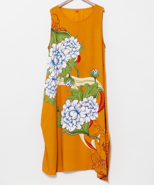 チャイハネ（チャイハネ）の「【チャイハネ】ペマルノースリーブワンピース＆UVカーディガン2点セット（ワンピース・レディース・オレンジ/ベージュ/ネイビー・FREE）」の15枚目の写真