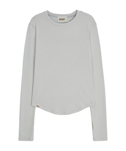 ERER(エルエル)の「Logo Label long-sleeved T-shirt Gracy Blue(Tシャツ/カットソー・レディース・ライトブルーグレー・F)」の5枚目の写真