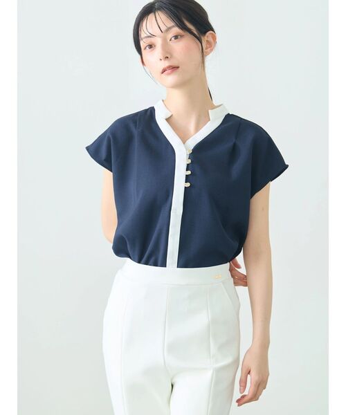 TONAL(トーナル)の「マルチセットバイカラースキッパーフレンチブラウス(シャツ/ブラウス・レディース・ネイビー/オフホワイト/ブラウン/ライトグレー・MEDIUM)」の10枚目の写真