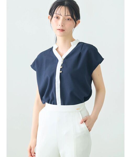 TONAL(トーナル)の「マルチセットバイカラースキッパーフレンチブラウス(シャツ/ブラウス・レディース・ネイビー/オフホワイト/ブラウン/ライトグレー・MEDIUM)」の11枚目の写真