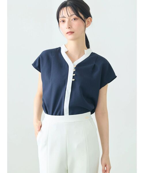 TONAL(トーナル)の「マルチセットバイカラースキッパーフレンチブラウス(シャツ/ブラウス・レディース・ネイビー/オフホワイト/ブラウン/ライトグレー・MEDIUM)」の12枚目の写真