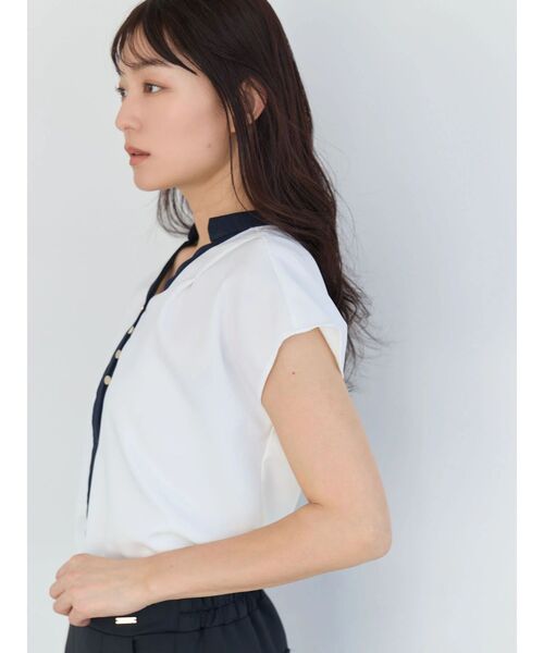 TONAL(トーナル)の「マルチセットバイカラースキッパーフレンチブラウス(シャツ/ブラウス・レディース・ネイビー/オフホワイト/ブラウン/ライトグレー・MEDIUM)」の20枚目の写真