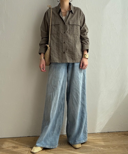 LBC(エルビーシー)の「ジャカードダブルポケットシャツジャケット(シャツ/ブラウス・レディース・チャコール/カーキ/ベージュ・M)」の21枚目の写真