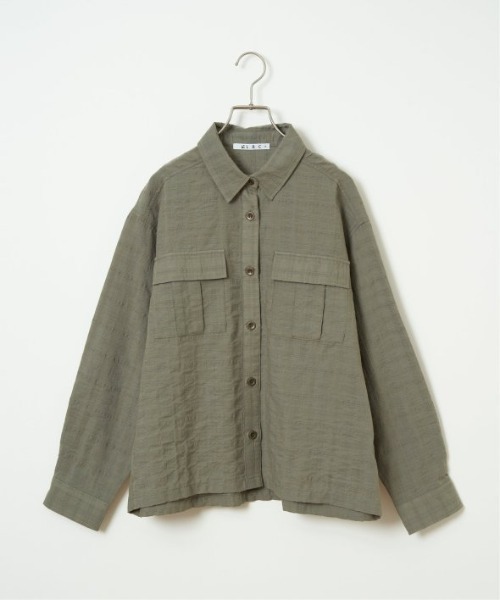 LBC(エルビーシー)の「ジャカードダブルポケットシャツジャケット(シャツ/ブラウス・レディース・チャコール/カーキ/ベージュ・M)」の15枚目の写真