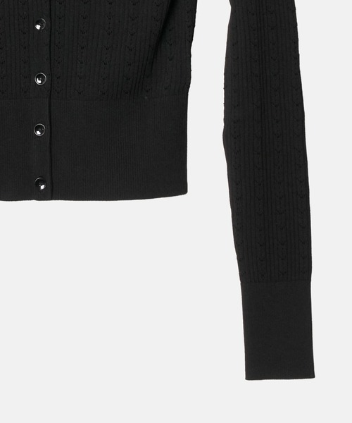 LE CIEL BLEU(ルシェルブルー)の「リブドアイレットカーディガン / Ribbed Eyelet Cardigan(ニット/セーター・レディース・ブラック/ピンク/ライトブルー・36)」の15枚目の写真