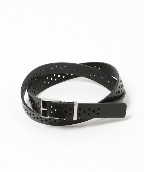 Andemiu（アンデミュウ）の「パンチングレザーベルト634252（ベルト・レディース・ダークブラウン/ブラック・FREE）」の3枚目の写真