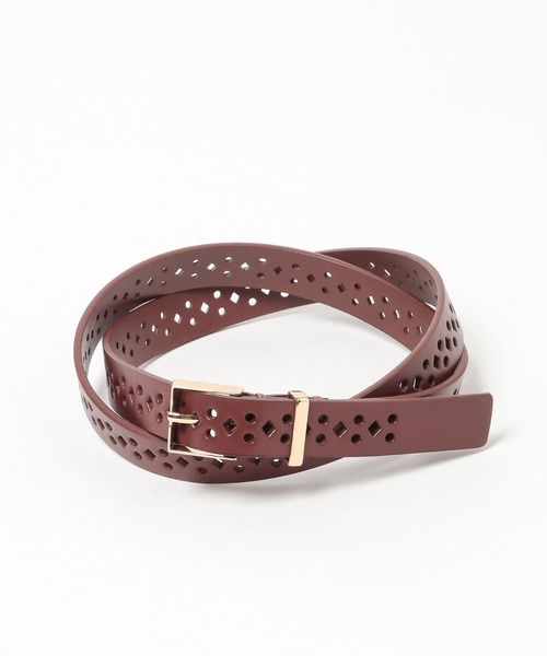 Andemiu（アンデミュウ）の「パンチングレザーベルト634252（ベルト・レディース・ダークブラウン/ブラック・FREE）」の4枚目の写真