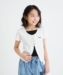 PINK-latte（ピンクラテ）の「テレコレースアップ半袖トップス（Tシャツ/カットソー）」