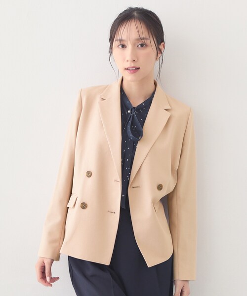 index（インデックス）の「ダブルブレストジャケット/セットアップ対応可【洗える/接触冷感/吸水速乾/防シワ/ストレッチ】（テーラードジャケット・レディース・オレンジ系4/ネイビー/ナチュラル/グレー・42/40/38/36）」の12枚目の写真