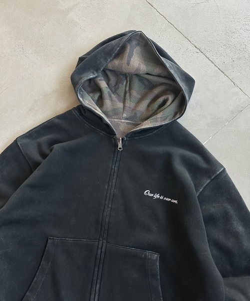 kutir(クティール)の「REVERSIBLE THERMAL ZIP HOODIE/リバーシブルサーマルジップパーカー(パーカー・メンズ・ブラック/杢グレー/ボルドー・MEDIUM/LARGE)」の12枚目の写真