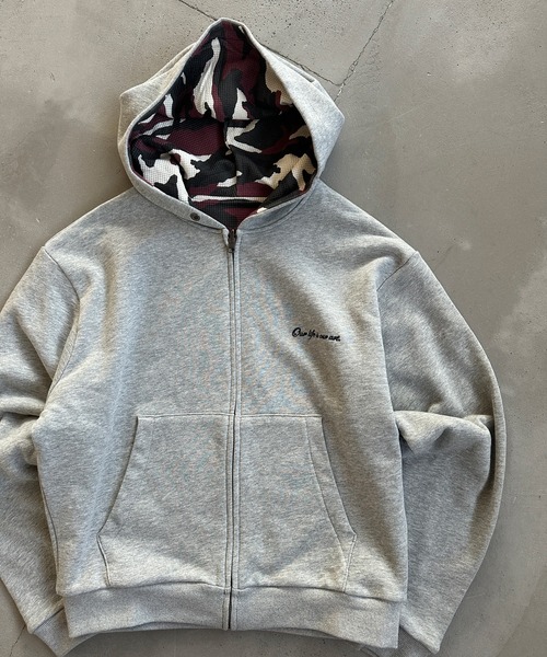 kutir(クティール)の「REVERSIBLE THERMAL ZIP HOODIE/リバーシブルサーマルジップパーカー(パーカー・メンズ・ブラック/杢グレー/ボルドー・MEDIUM/LARGE)」の18枚目の写真