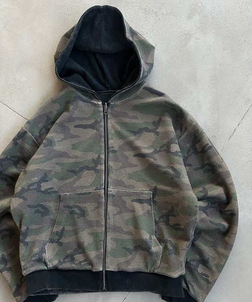 kutir(クティール)の「REVERSIBLE THERMAL ZIP HOODIE/リバーシブルサーマルジップパーカー(パーカー・メンズ・ブラック/杢グレー/ボルドー・MEDIUM/LARGE)」の15枚目の写真