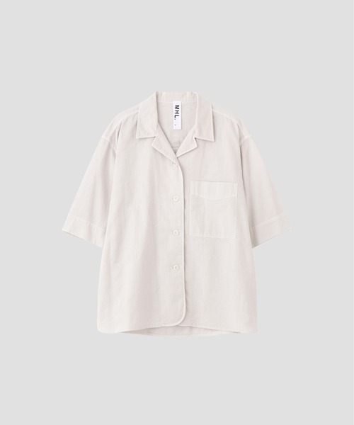 MHL.（エムエイチエル）の「GARMENT DYED FINE COTTON OXFOR（シャツ/ブラウス・レディース・アイボリー/ライトグレー・2/1）」の5枚目の写真