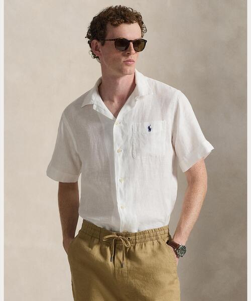 POLO RALPH LAUREN(ポロ ラルフ ローレン)の「クラシック フィット リネン キャンプ シャツ(シャツ/ブラウス・メンズ・ホワイト・L/M/S)」の1枚目の写真