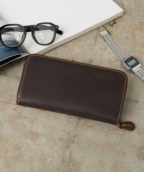 ROOPTOKYO(ループトウキョウ)の「OKUOKU 0909/オクオク 本革 牛革クレイジーホースレザー ラウンドジップウォレット 2026年春夏(財布・メンズ・イエロー/グリーン系その他/ブルー系その他/グリーン/レッド系その他/ダークブラウン系/ダークブラウン/ブラウン系その他/イエロー系その他/ブラック系その他2/ブルー/ライトブラウン/ブラック系その他/レッド系その他2・FREE)」の4枚目の写真