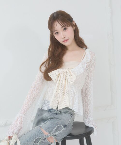 MAJESTIC LEGON(マジェスティックレゴン)の「バリエフリル襟カーディガン(カーディガン/ボレロ・レディース・ホワイト系その他/ブラック/オフホワイト・MEDIUM)」の20枚目の写真