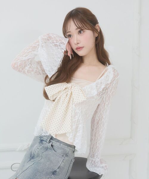 MAJESTIC LEGON(マジェスティックレゴン)の「バリエフリル襟カーディガン(カーディガン/ボレロ・レディース・ホワイト系その他/ブラック/オフホワイト・MEDIUM)」の21枚目の写真