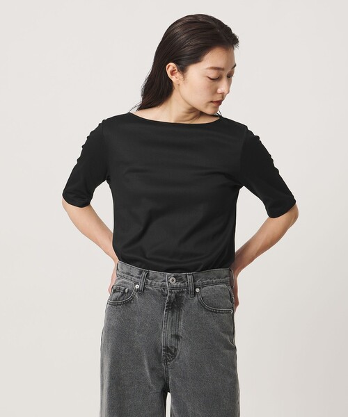 MARW UNITED ARROWS(マルゥ ユナイテッドアローズ)の「<MARW UNITED ARROWS>ボートネック 5分袖 カットソー 汗ジミ防止(Tシャツ/カットソー・レディース・ホワイト/ライトグレー/モカ/ネイビー・FREE)」の5枚目の写真