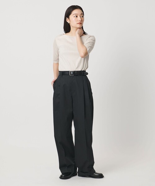 MARW UNITED ARROWS(マルゥ ユナイテッドアローズ)の「<MARW UNITED ARROWS>ボートネック 5分袖 カットソー 汗ジミ防止(Tシャツ/カットソー・レディース・ホワイト/ライトグレー/モカ/ネイビー・FREE)」の6枚目の写真