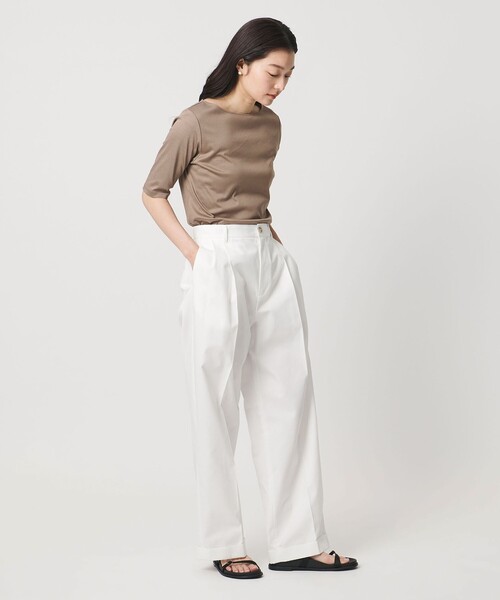 MARW UNITED ARROWS(マルゥ ユナイテッドアローズ)の「<MARW UNITED ARROWS>ボートネック 5分袖 カットソー 汗ジミ防止(Tシャツ/カットソー・レディース・ホワイト/ライトグレー/モカ/ネイビー/ブラック・FREE)」の11枚目の写真