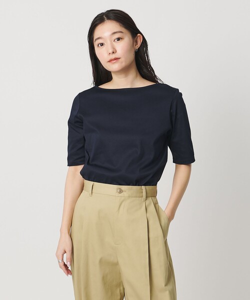 MARW UNITED ARROWS(マルゥ ユナイテッドアローズ)の「<MARW UNITED ARROWS>ボートネック 5分袖 カットソー 汗ジミ防止(Tシャツ/カットソー・レディース・ホワイト/ライトグレー/モカ/ネイビー/ブラック・FREE)」の12枚目の写真