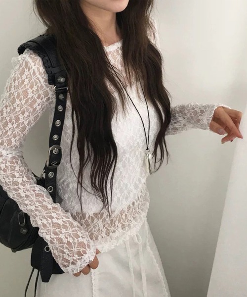 LYEON（リヨン）の「オフショルシアーレーストップス（Tシャツ/カットソー・レディース・ブラック/オフホワイト/グレー・FREE）」の5枚目の写真