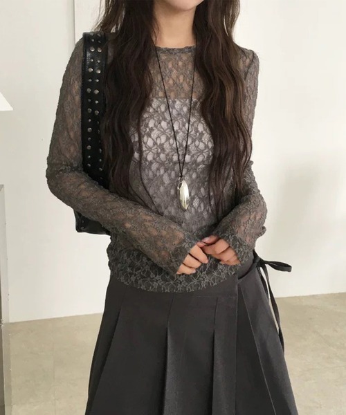 LYEON（リヨン）の「オフショルシアーレーストップス（Tシャツ/カットソー・レディース・ブラック/オフホワイト/グレー・FREE）」の6枚目の写真