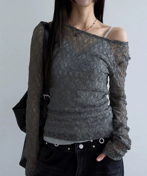 LYEON（リヨン）の「オフショルシアーレーストップス（Tシャツ/カットソー・レディース・ブラック/オフホワイト/グレー・FREE）」の11枚目の写真