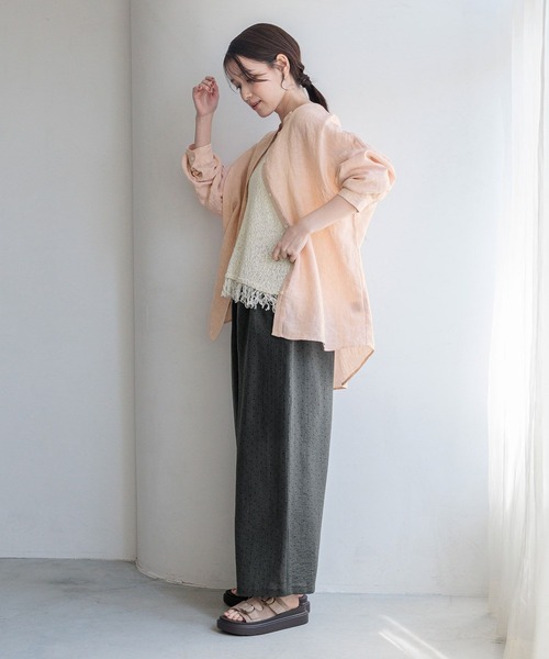 studio CLIP（スタディオクリップ）の「【リネン100%】バンドカラーシャツ（シャツ/ブラウス・レディース・グリーン/サックスブルー/オレンジ/ベージュ・FREE）」の9枚目の写真