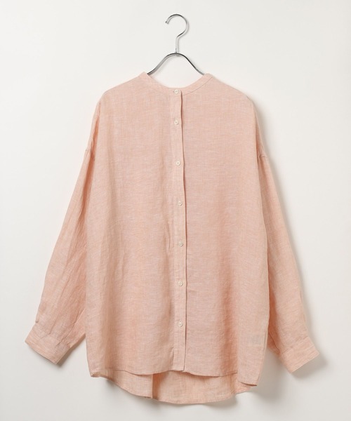 studio CLIP（スタディオクリップ）の「【リネン100%】バンドカラーシャツ（シャツ/ブラウス・レディース・グリーン/サックスブルー/オレンジ/ベージュ・FREE）」の21枚目の写真