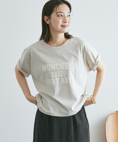 Doux archives(ドゥアルシーヴ)の「MUNCHEN ロゴTee(Tシャツ/カットソー・レディース・ベージュ/杢グレー/オフホワイト・FREE)」の1枚目の写真