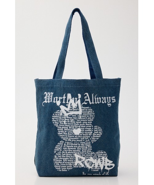 RODEO CROWNS WIDE BOWL（ロデオクラウンズワイドボウル）の「Font Bear TOTE（トートバッグ・レディース・オフホワイト/ブルー/ブラック・FREE）」の4枚目の写真