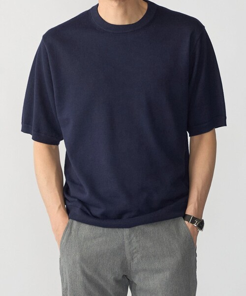 SHIPS(シップス)の「SHIPS:〈接触冷感/ 手洗い可能〉ラミー ニット Tシャツ(ニット/セーター・メンズ・ブラウン/ネイビー/グレー・LARGE/MEDIUM/SMALL/X-LARGE)」の3枚目の写真