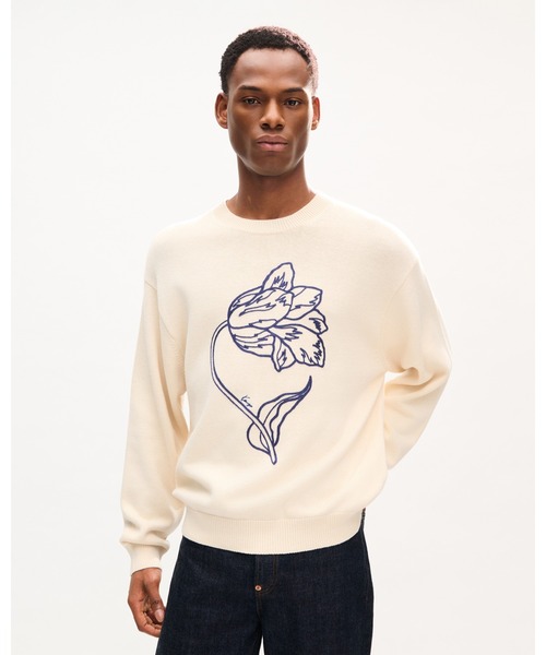 KENZO(ケンゾー)の「'KENZO Tulip' エンブロイダリー ジャンパー イン ウール & コットン(その他トップス・メンズ・ホワイト系その他・LARGE/MEDIUM/SMALL)」の1枚目の写真