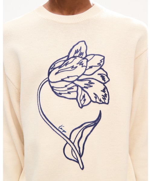 KENZO(ケンゾー)の「'KENZO Tulip' エンブロイダリー ジャンパー イン ウール & コットン(その他トップス・メンズ・ホワイト系その他・LARGE/MEDIUM/SMALL)」の4枚目の写真