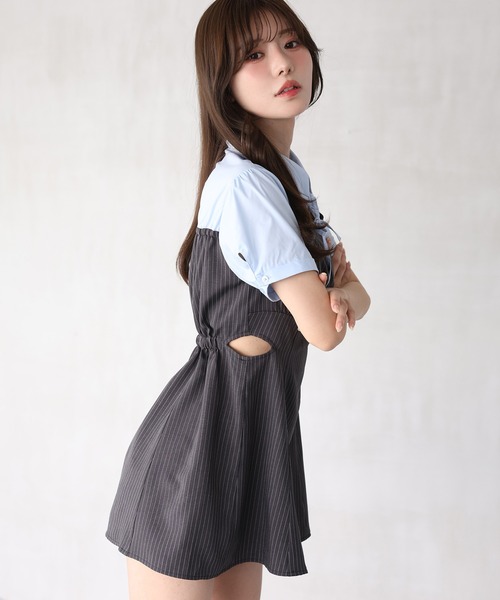 one after another NICE CLAUP(ワンアフターアナザーナイスクラップ)の「サイドカット異素材ミニワンピース(ワンピース・レディース・チャコールグレー/アイボリー/ベージュ・FREE)」の19枚目の写真