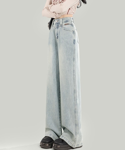 LUCPY（ラクピー）の「ルーズシルエットライトワイドデニムパンツ（デニムパンツ・レディース・ライトブルー・X-SMALL/SMALL/MEDIUM/LARGE）」の3枚目の写真