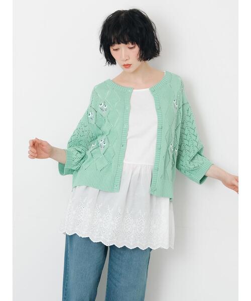 ビーズ花刺繍カーディガン（カーディガン/ボレロ）｜Samansa Mos2