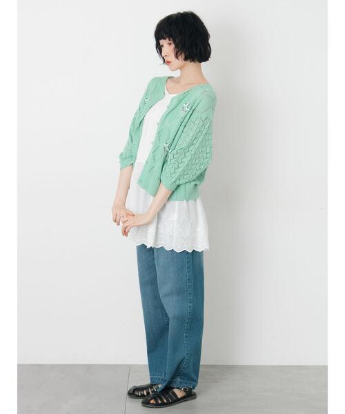 Samansa Mos2(サマンサ モスモス)の「ビーズ花刺繍カーディガン(カーディガン/ボレロ・レディース・ミント/キナリ/ベージュ・F)」の5枚目の写真
