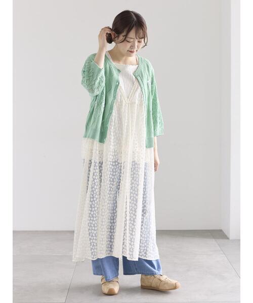 Samansa Mos2(サマンサ モスモス)の「ビーズ花刺繍カーディガン(カーディガン/ボレロ・レディース・ミント/キナリ/ベージュ・F)」の13枚目の写真