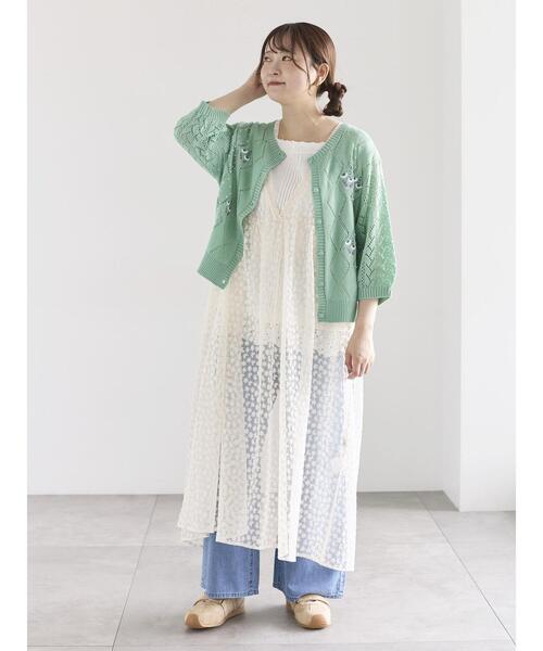 Samansa Mos2(サマンサ モスモス)の「ビーズ花刺繍カーディガン(カーディガン/ボレロ・レディース・ミント/キナリ/ベージュ・F)」の14枚目の写真
