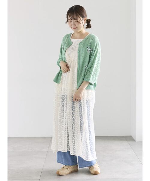 Samansa Mos2(サマンサ モスモス)の「ビーズ花刺繍カーディガン(カーディガン/ボレロ・レディース・ミント/キナリ/ベージュ・F)」の15枚目の写真